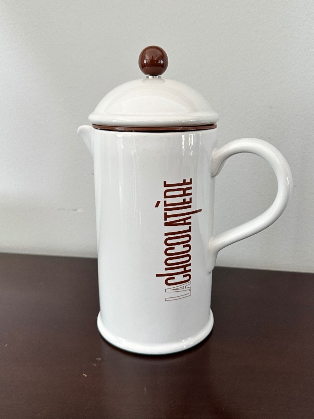 Crate & Barrel La Chocolatiere Stoneware Hot Chocolate Pot French Press Coffee